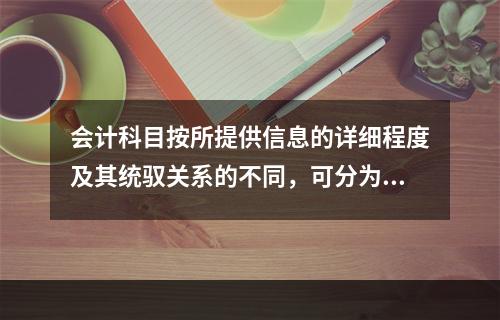 会计科目按所提供信息的详细程度及其统驭关系的不同，可分为（