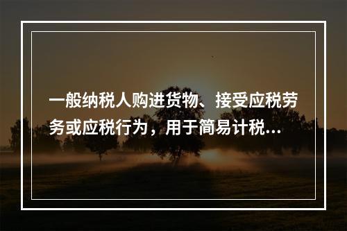 一般纳税人购进货物、接受应税劳务或应税行为，用于简易计税方法