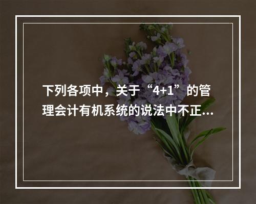 下列各项中，关于“4+1”的管理会计有机系统的说法中不正确的