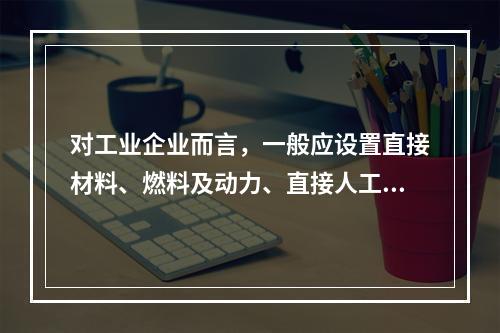 对工业企业而言，一般应设置直接材料、燃料及动力、直接人工、制