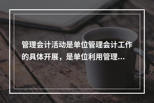 管理会计活动是单位管理会计工作的具体开展，是单位利用管理会计