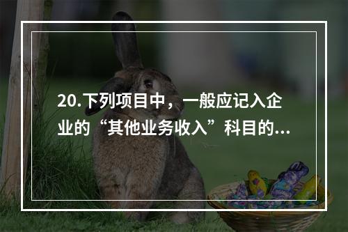 20.下列项目中，一般应记入企业的“其他业务收入”科目的有（