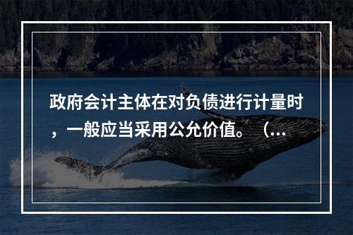 政府会计主体在对负债进行计量时，一般应当采用公允价值。（　　