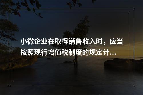 小微企业在取得销售收入时，应当按照现行增值税制度的规定计算应