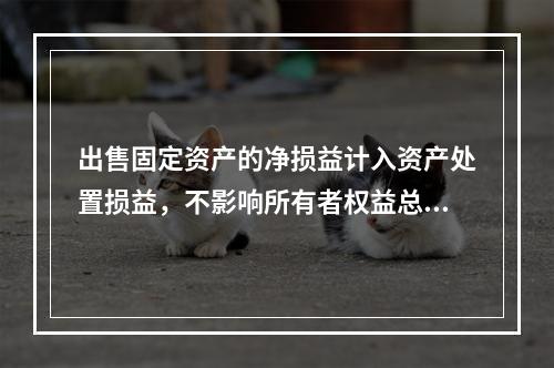 出售固定资产的净损益计入资产处置损益，不影响所有者权益总额的