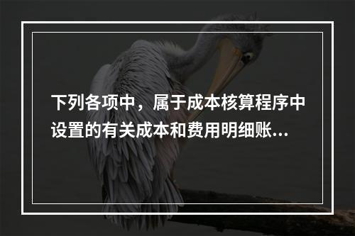 下列各项中，属于成本核算程序中设置的有关成本和费用明细账的有