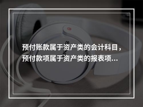 预付账款属于资产类的会计科目，预付款项属于资产类的报表项目。