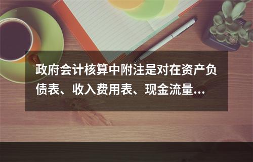 政府会计核算中附注是对在资产负债表、收入费用表、现金流量表等