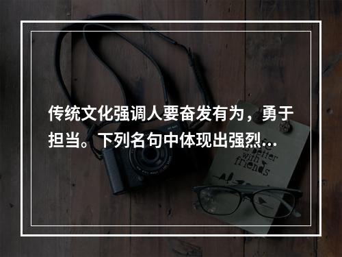 传统文化强调人要奋发有为，勇于担当。下列名句中体现出强烈的社