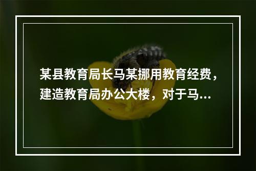 某县教育局长马某挪用教育经费，建造教育局办公大楼，对于马某，