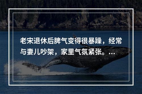 老宋退休后脾气变得很暴躁，经常与妻儿吵架，家里气氛紧张。社会