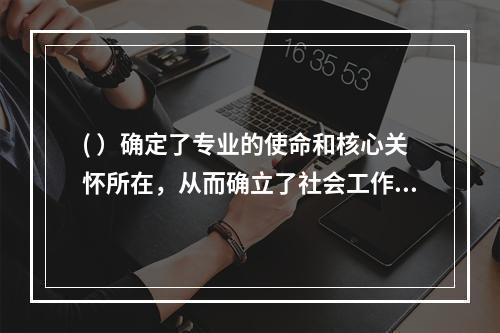 ( ）确定了专业的使命和核心关怀所在，从而确立了社会工作专