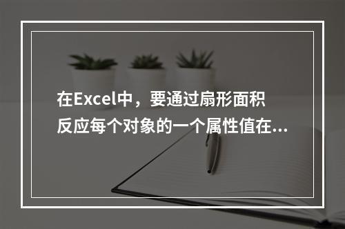 在Excel中，要通过扇形面积反应每个对象的一个属性值在总值