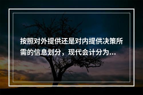 按照对外提供还是对内提供决策所需的信息划分，现代会计分为（）