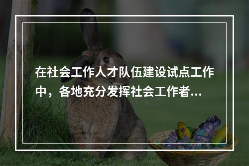 在社会工作人才队伍建设试点工作中，各地充分发挥社会工作者和志