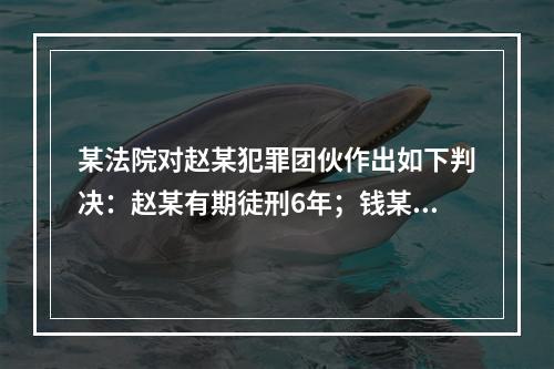 某法院对赵某犯罪团伙作出如下判决：赵某有期徒刑6年；钱某有期