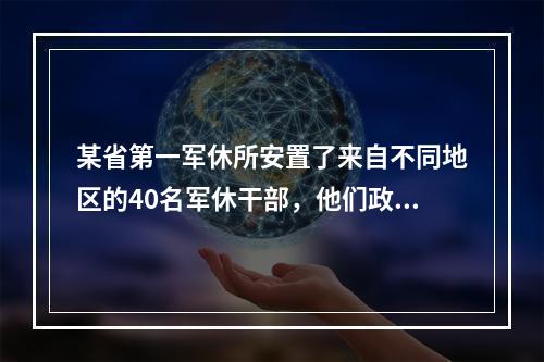 某省第一军休所安置了来自不同地区的40名军休干部，他们政治觉