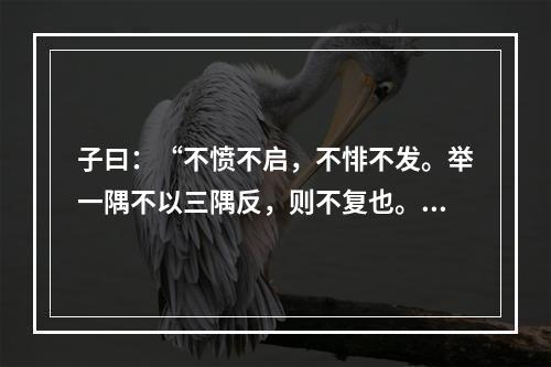 子曰：“不愤不启，不悱不发。举一隅不以三隅反，则不复也。”宋