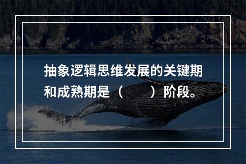 抽象逻辑思维发展的关键期和成熟期是（　　）阶段。