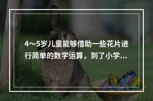 4～5岁儿童能够借助一些花片进行简单的数学运算，到了小学阶段