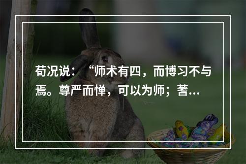 荀况说：“师术有四，而博习不与焉。尊严而惮，可以为师；蓍艾而