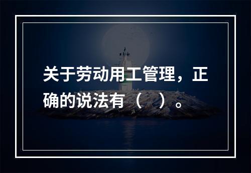 关于劳动用工管理，正确的说法有（　）。