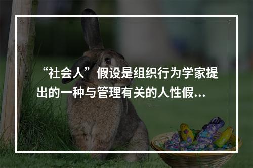 “社会人”假设是组织行为学家提出的一种与管理有关的人性假设。