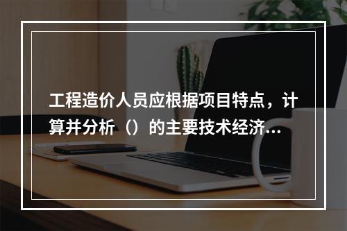 工程造价人员应根据项目特点，计算并分析（）的主要技术经济指标