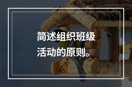 简述组织班级活动的原则。