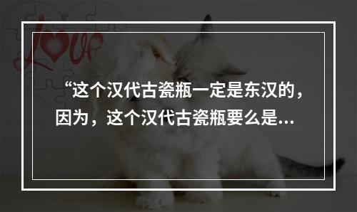 “这个汉代古瓷瓶一定是东汉的，因为，这个汉代古瓷瓶要么是东