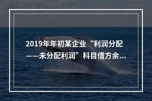 2019年年初某企业“利润分配——未分配利润”科目借方余额2