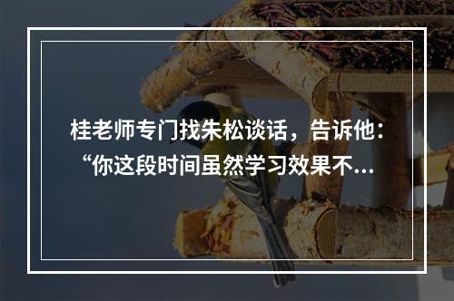 桂老师专门找朱松谈话，告诉他：“你这段时间虽然学习效果不太好