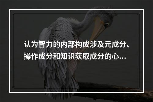 认为智力的内部构成涉及元成分、操作成分和知识获取成分的心理学