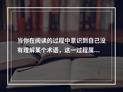 当你在阅读的过程中意识到自己没有理解某个术语，这一过程属于（