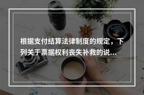 根据支付结算法律制度的规定，下列关于票据权利丧失补救的说法中