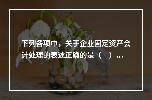 下列各项中，关于企业固定资产会计处理的表述正确的是（　）。