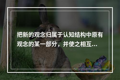 把新的观念归属于认知结构中原有观念的某一部分，并使之相互联系