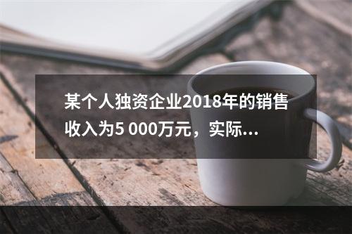 某个人独资企业2018年的销售收入为5 000万元，实际支出