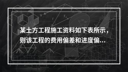 某土方工程施工资料如下表所示，则该工程的费用偏差和进度偏差分