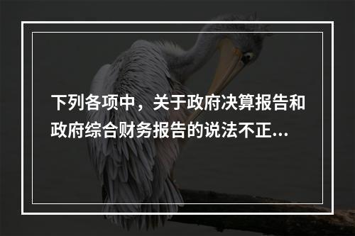 下列各项中，关于政府决算报告和政府综合财务报告的说法不正确的