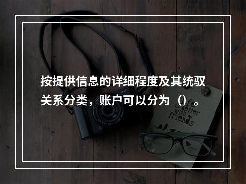 按提供信息的详细程度及其统驭关系分类，账户可以分为（）。