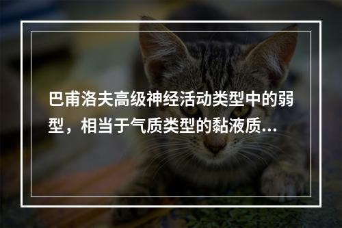 巴甫洛夫高级神经活动类型中的弱型，相当于气质类型的黏液质。（