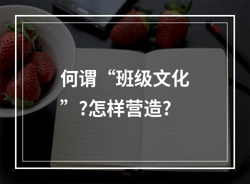 何谓“班级文化”?怎样营造?