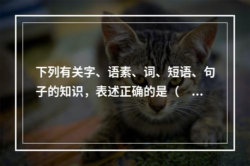 下列有关字、语素、词、短语、句子的知识，表述正确的是（　　