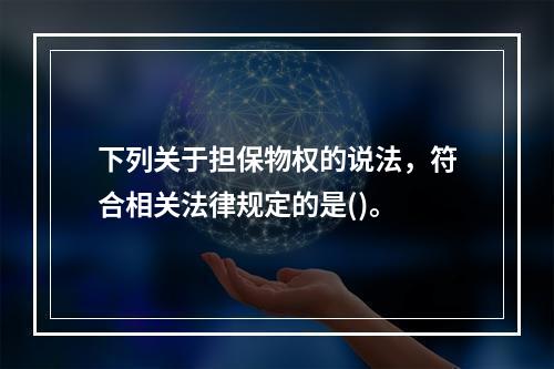 下列关于担保物权的说法，符合相关法律规定的是()。