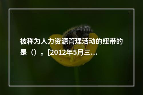 被称为人力资源管理活动的纽带的是（）。[2012年5月三级真