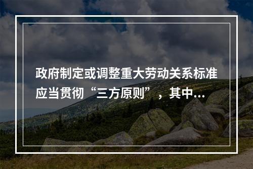 政府制定或调整重大劳动关系标准应当贯彻“三方原则”，其中三方