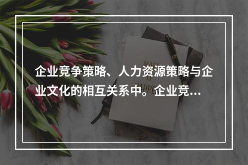 企业竞争策略、人力资源策略与企业文化的相互关系中。企业竞争策