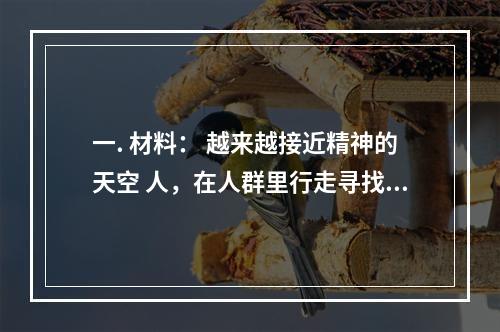 一. 材料： 越来越接近精神的天空 人，在人群里行走寻找他的