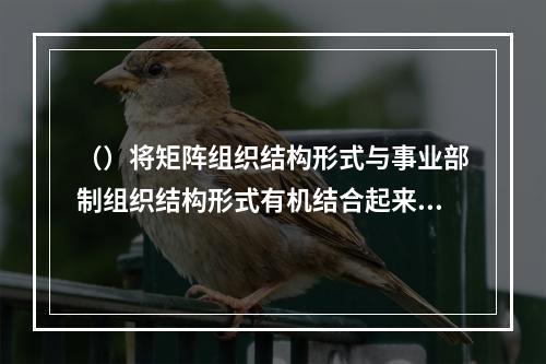 （）将矩阵组织结构形式与事业部制组织结构形式有机结合起来。